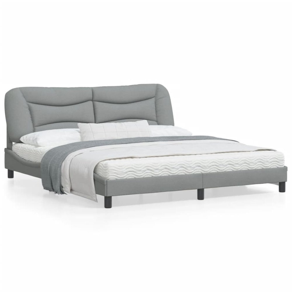 vidaXL Bed Frame without Mattress "Hvar" Light Grey 180x200 cm Fabric