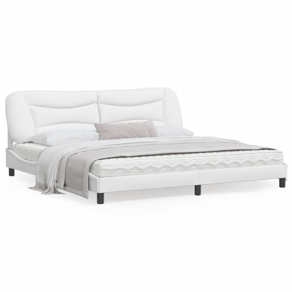 vidaXL Bed Frame with LED without Mattress "Hvar" White 200x200 cm