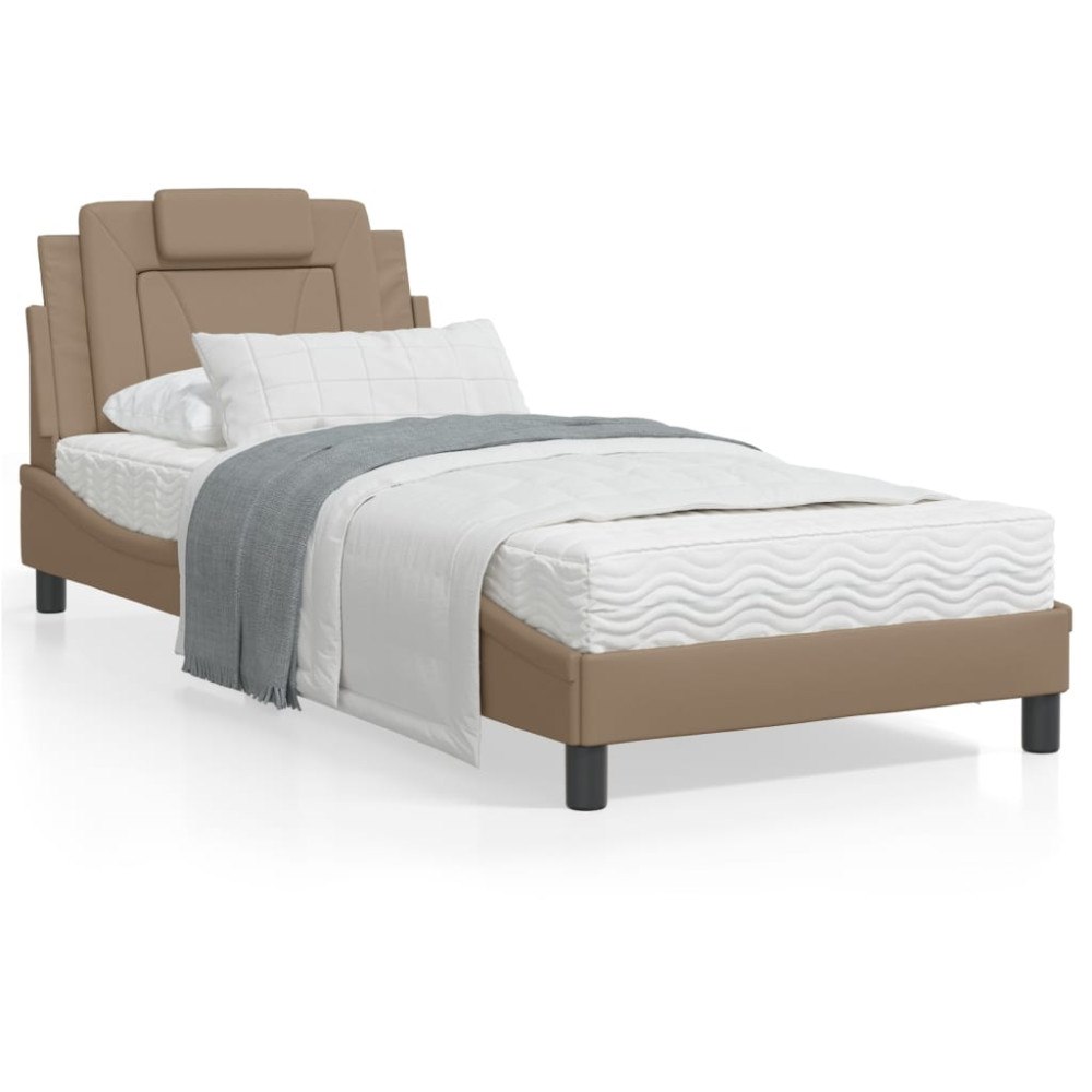 vidaXL Bed "Viana" with Mattress Cappuccino 80x200 cm Faux Leather
