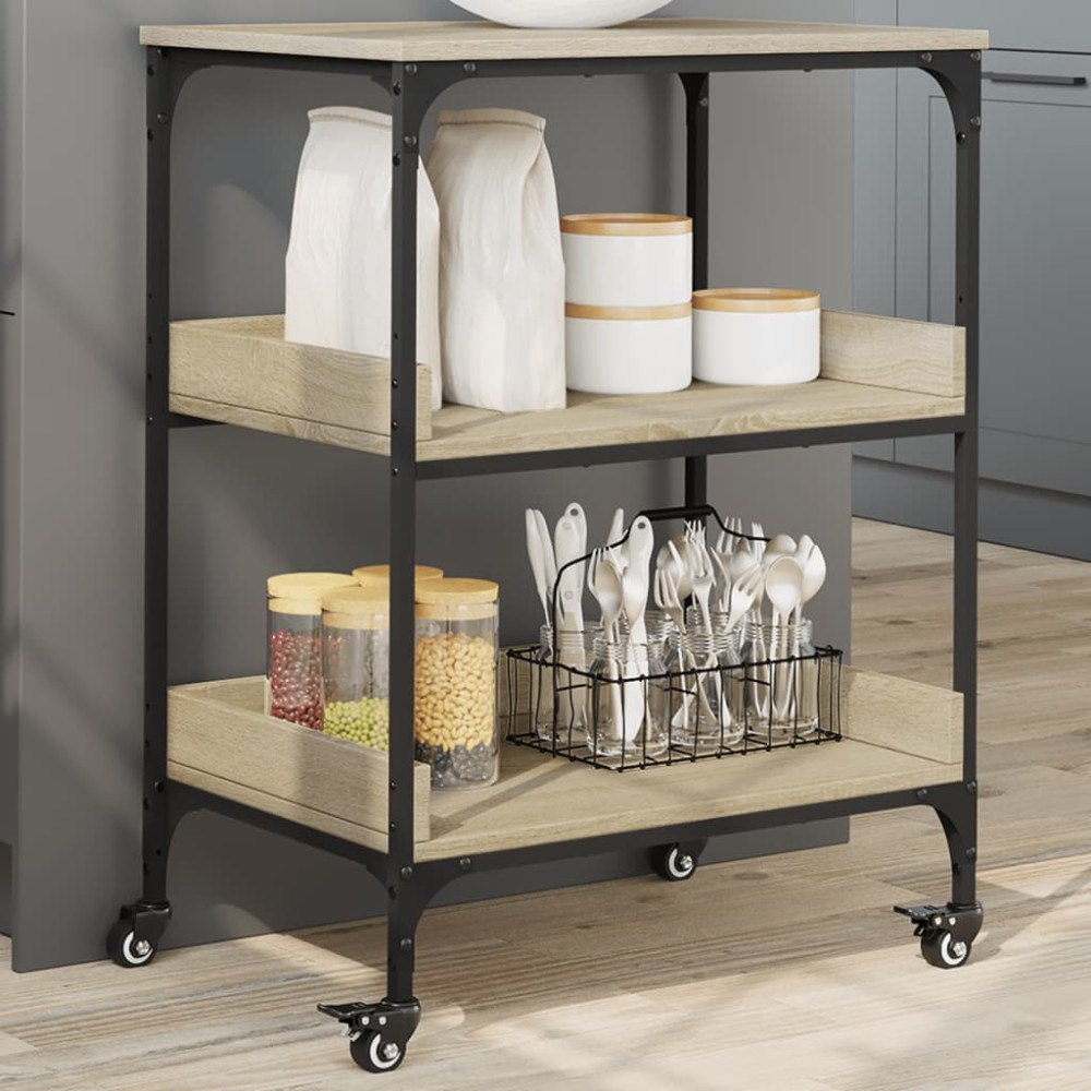 vidaXL Köksvagn sonoma-ek 60x41x80,5 cm konstruerat trä