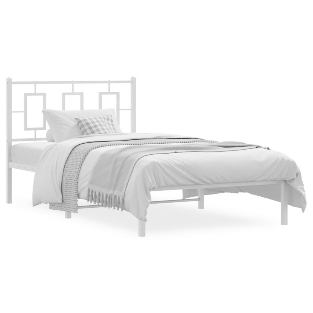 vidaXL Sängram med huvudgavel metall vit 100x190 cm