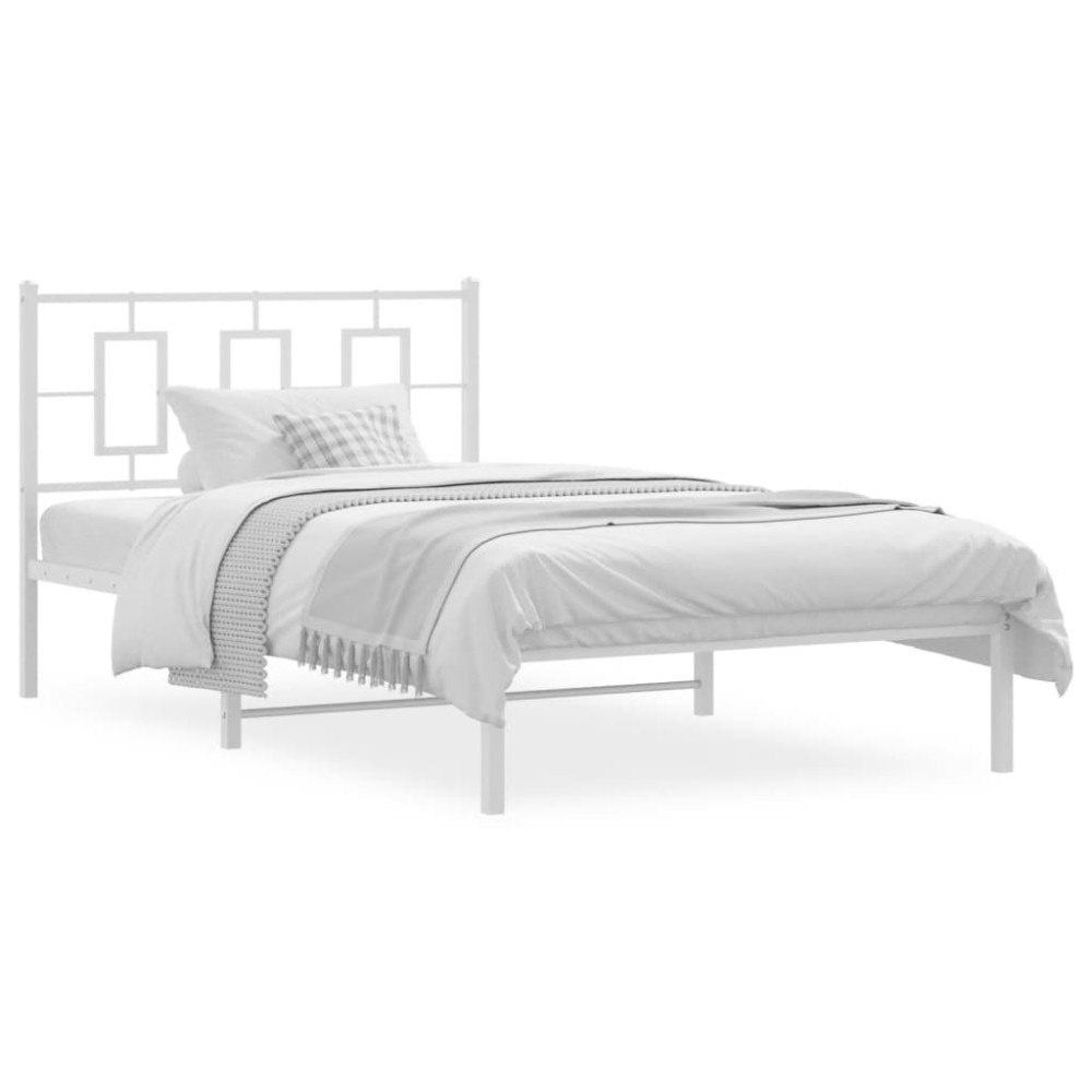 vidaXL Sängram med huvudgavel metall vit 107x203 cm