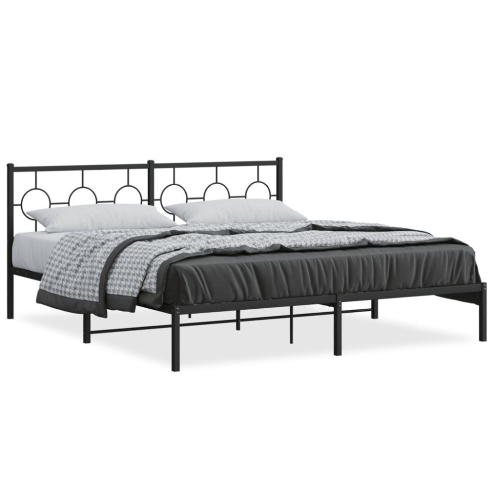 vidaXL Sängram med huvudgavel metall svart 183x213 cm