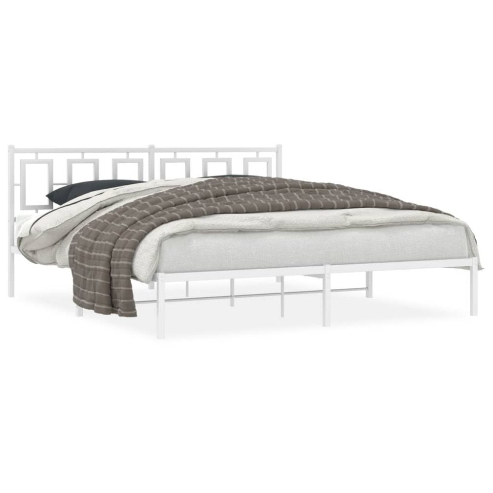 vidaXL Sängram med huvudgavel metall vit 183x213 cm