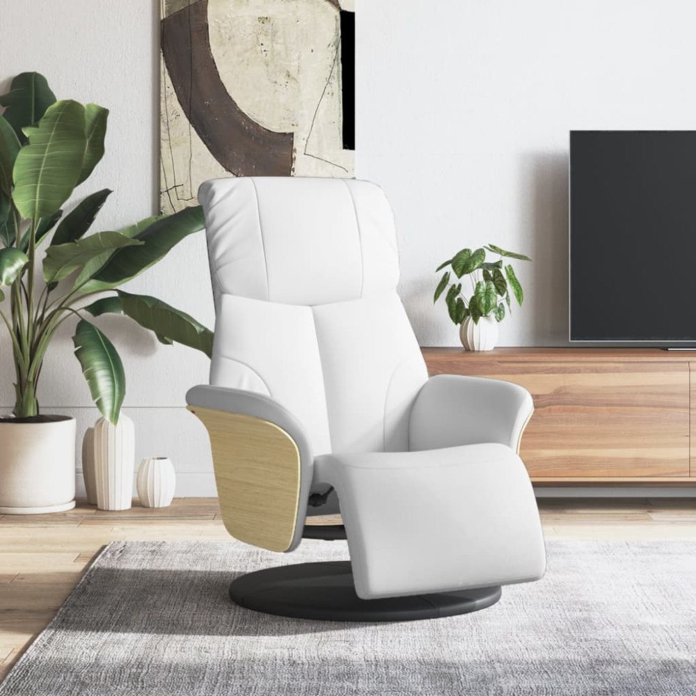 vidaXL Reclinerfåtölj med fotstöd vit konstläder