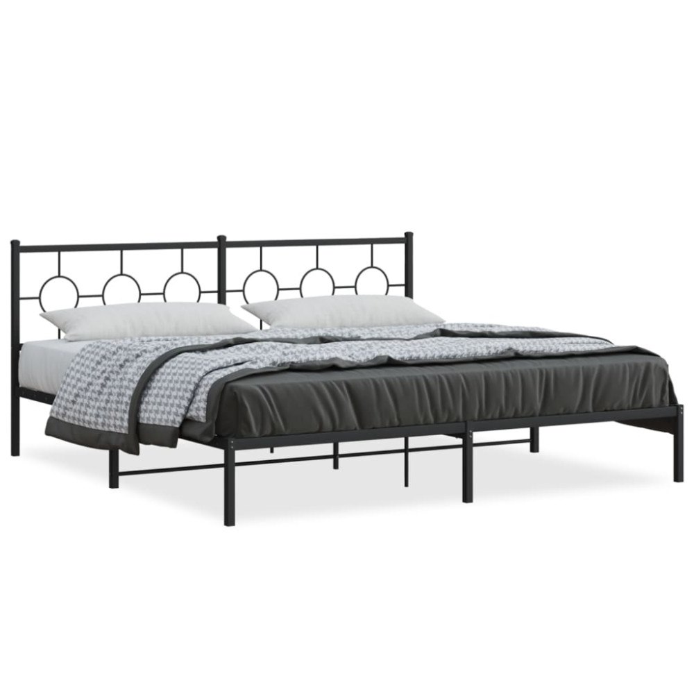 vidaXL Sängram med huvudgavel metall svart 193x203 cm