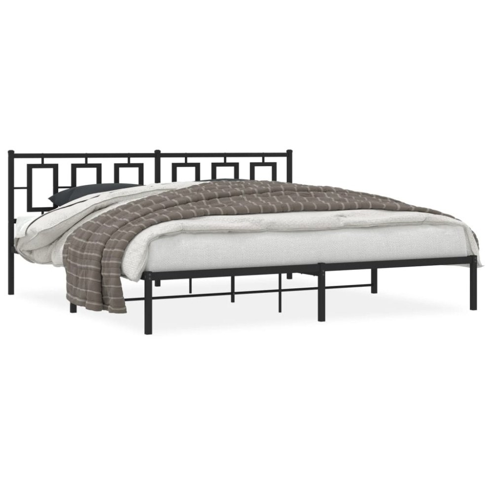 vidaXL Sängram med huvudgavel metall svart 193x203 cm