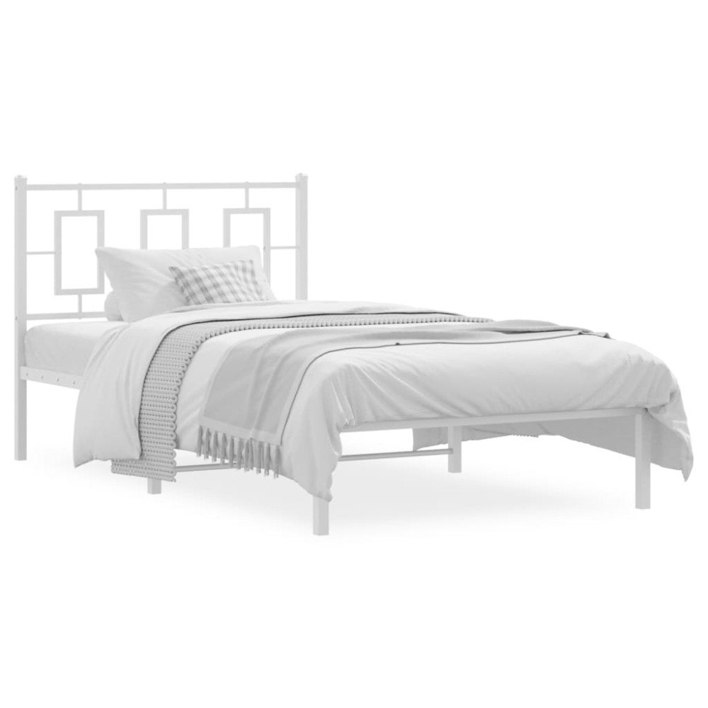 vidaXL Sängram med huvudgavel metall vit 100x200 cm