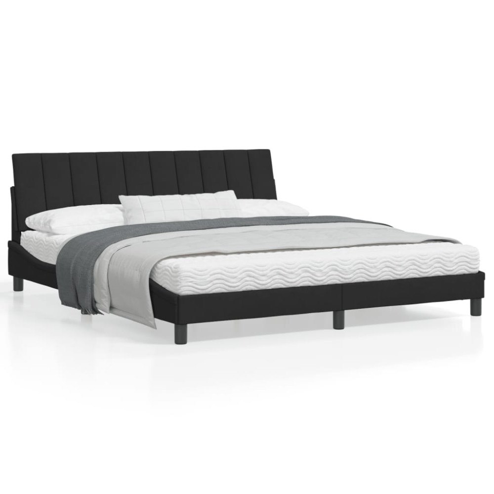 vidaXL Bed Frame with LED without Mattress "Hanko" Black 180x200 cm Velvet