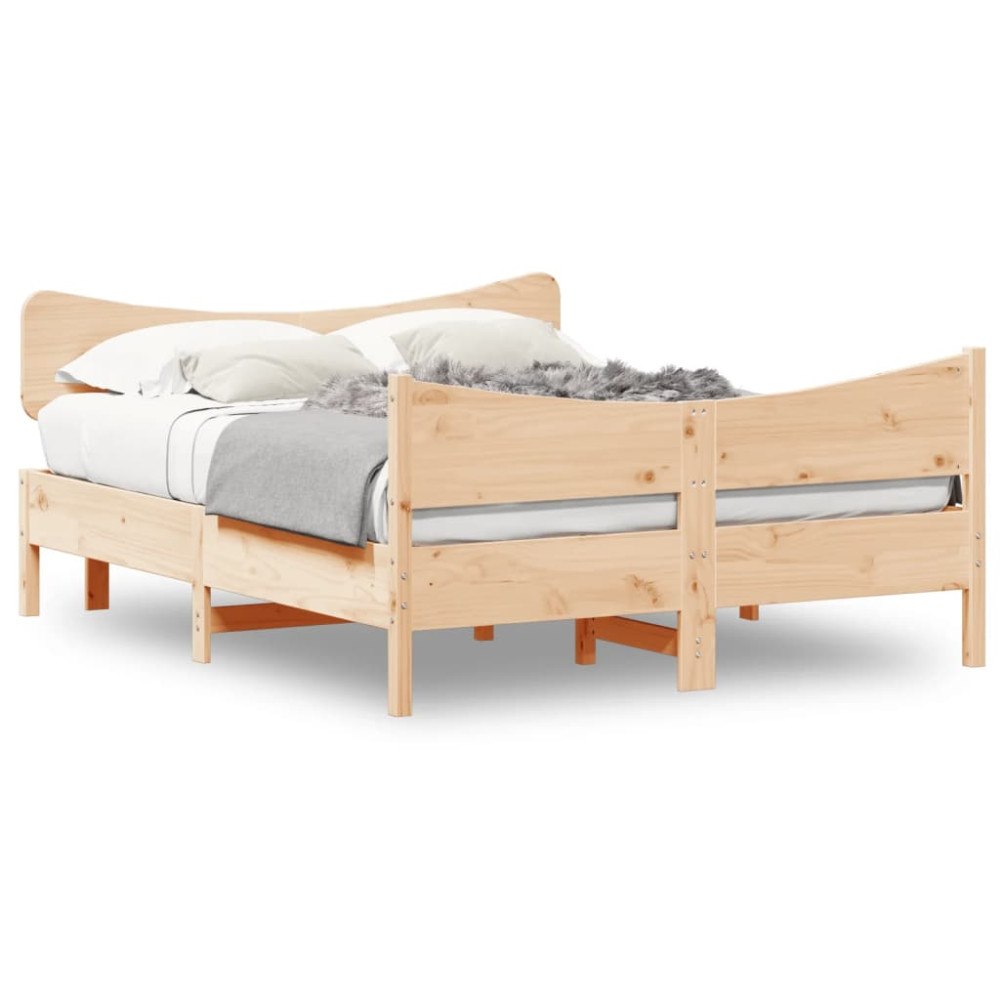 vidaXL Sängram utan madrass 135x190 cm massiv furu
