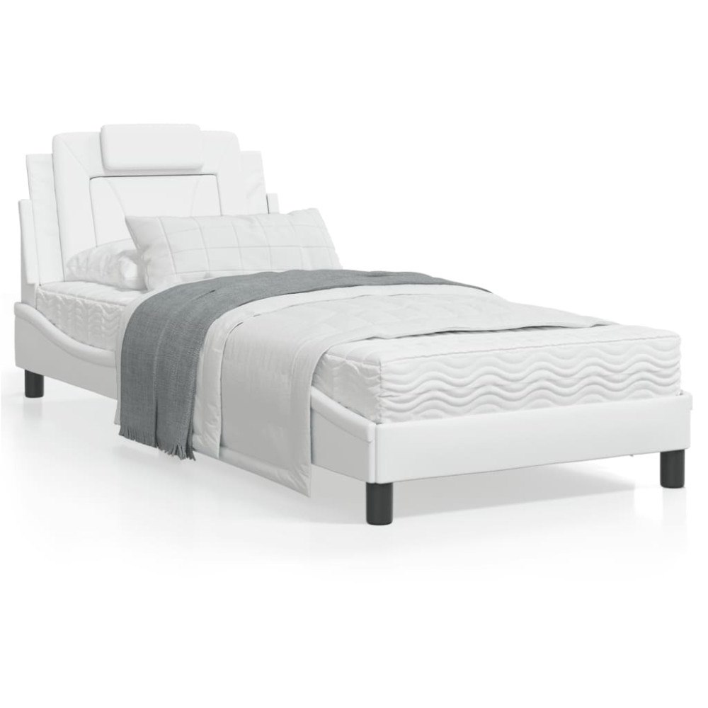 vidaXL Bed Frame "Viana" without Mattress White 90x200 cm Faux Leather