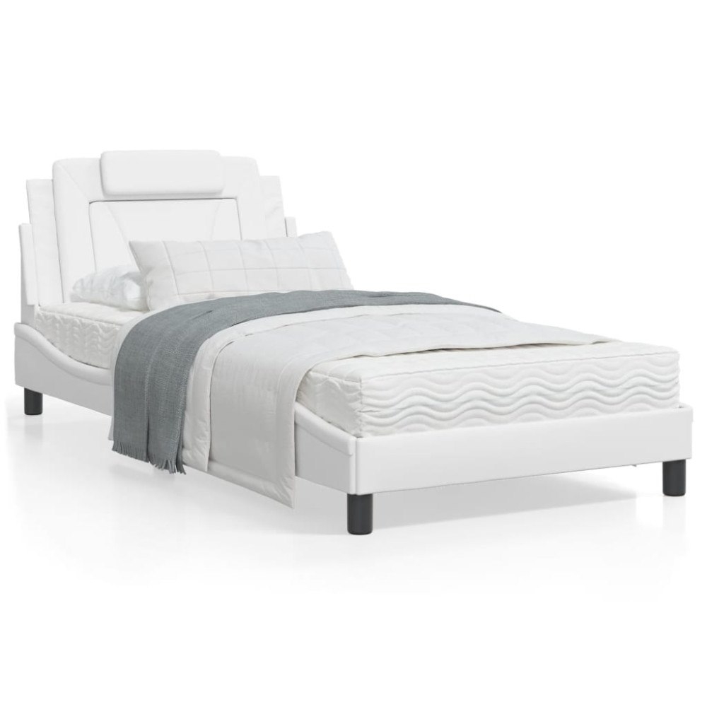 vidaXL Bed Frame "Viana" without Mattress White 100x200 cm Faux Leather