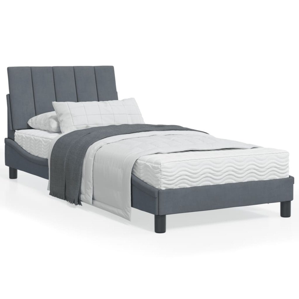 vidaXL Bed Frame with LED without Mattress "Hanko" Dark Grey 80x200 cm Velvet
