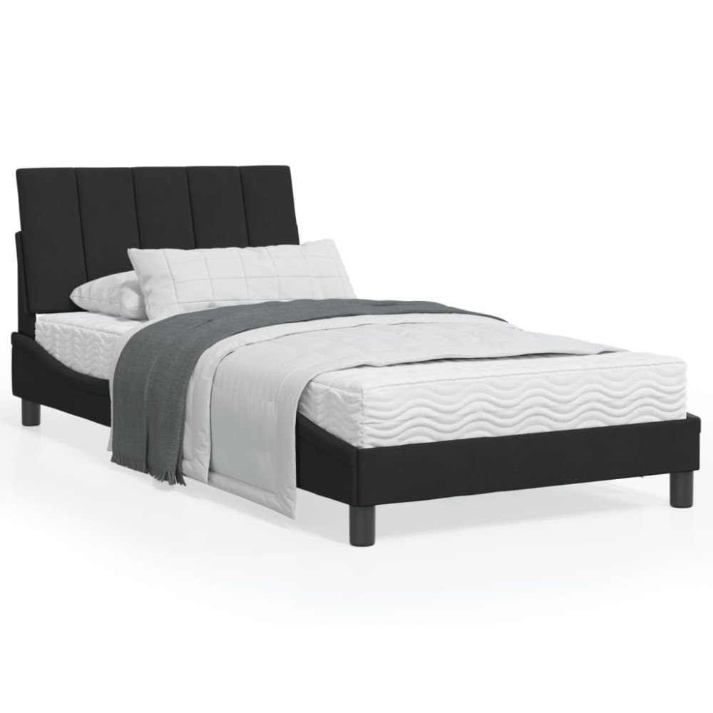 vidaXL Bed Frame with LED without Mattress "Hanko" Black 100x200 cm Velvet