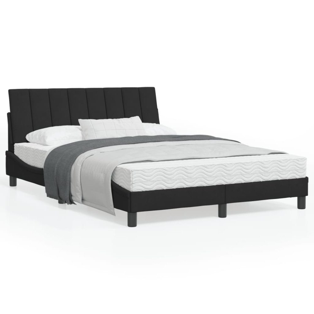 vidaXL Bed Frame with LED without Mattress "Hanko" Black 120x200 cm Velvet