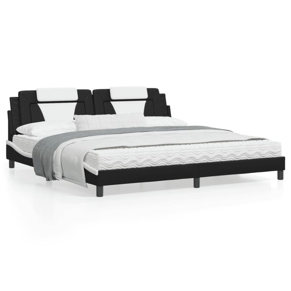 vidaXL Bed Frame "Viana" without Mattress Black and White 200x200 cm Faux Leather