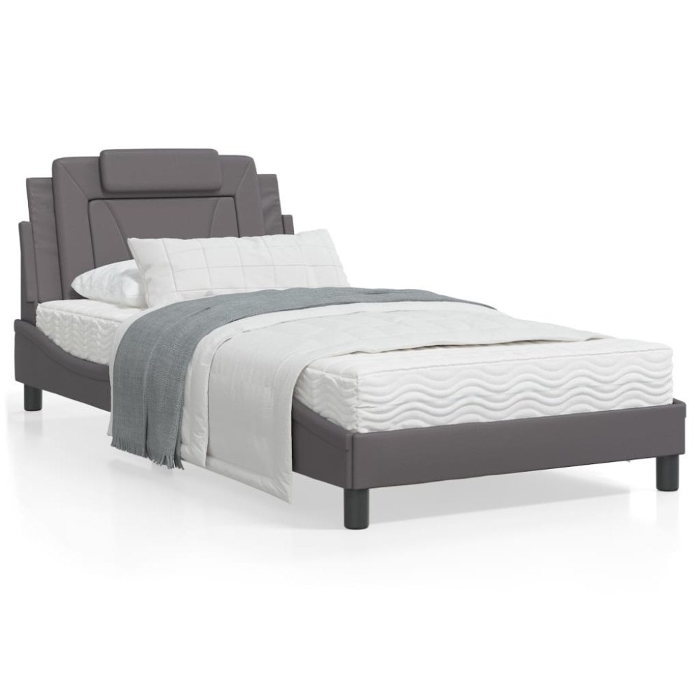 vidaXL Bed Frame "Viana" with LED without Mattress Grey 100x200 cm