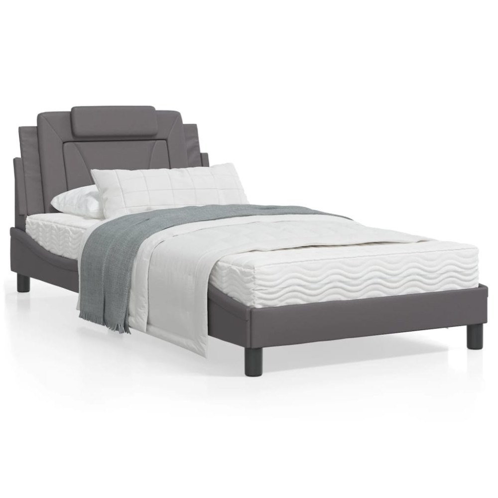 vidaXL Bed Frame "Viana" without Mattress Grey 100x200 cm Faux Leather