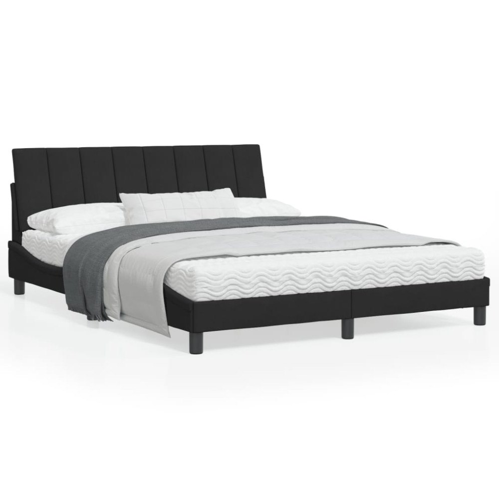 vidaXL Bed Frame with LED without Mattress "Hanko" Black 160x200 cm Velvet