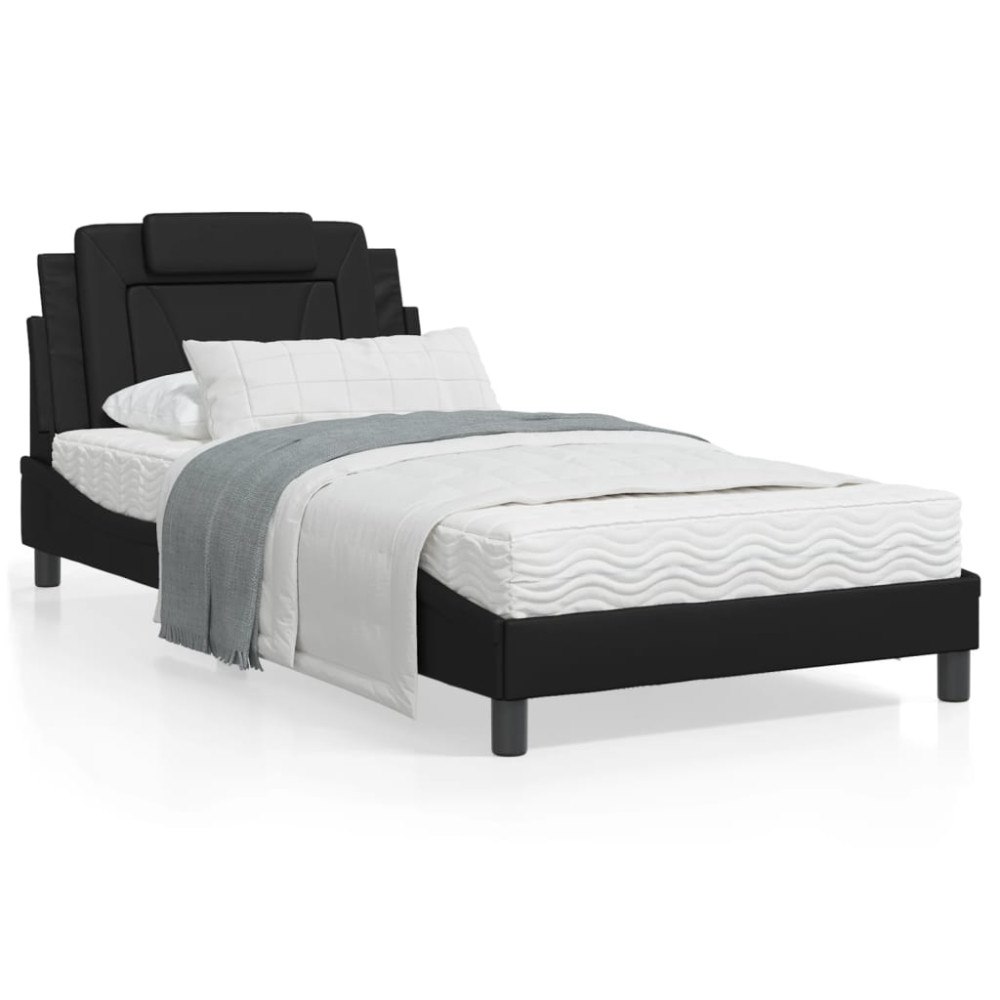 vidaXL Bed Frame "Viana" without Mattress Black 100x200 cm Faux Leather