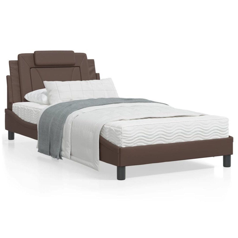 vidaXL Bed Frame "Viana" without Mattress Brown 100x200 cm Faux Leather