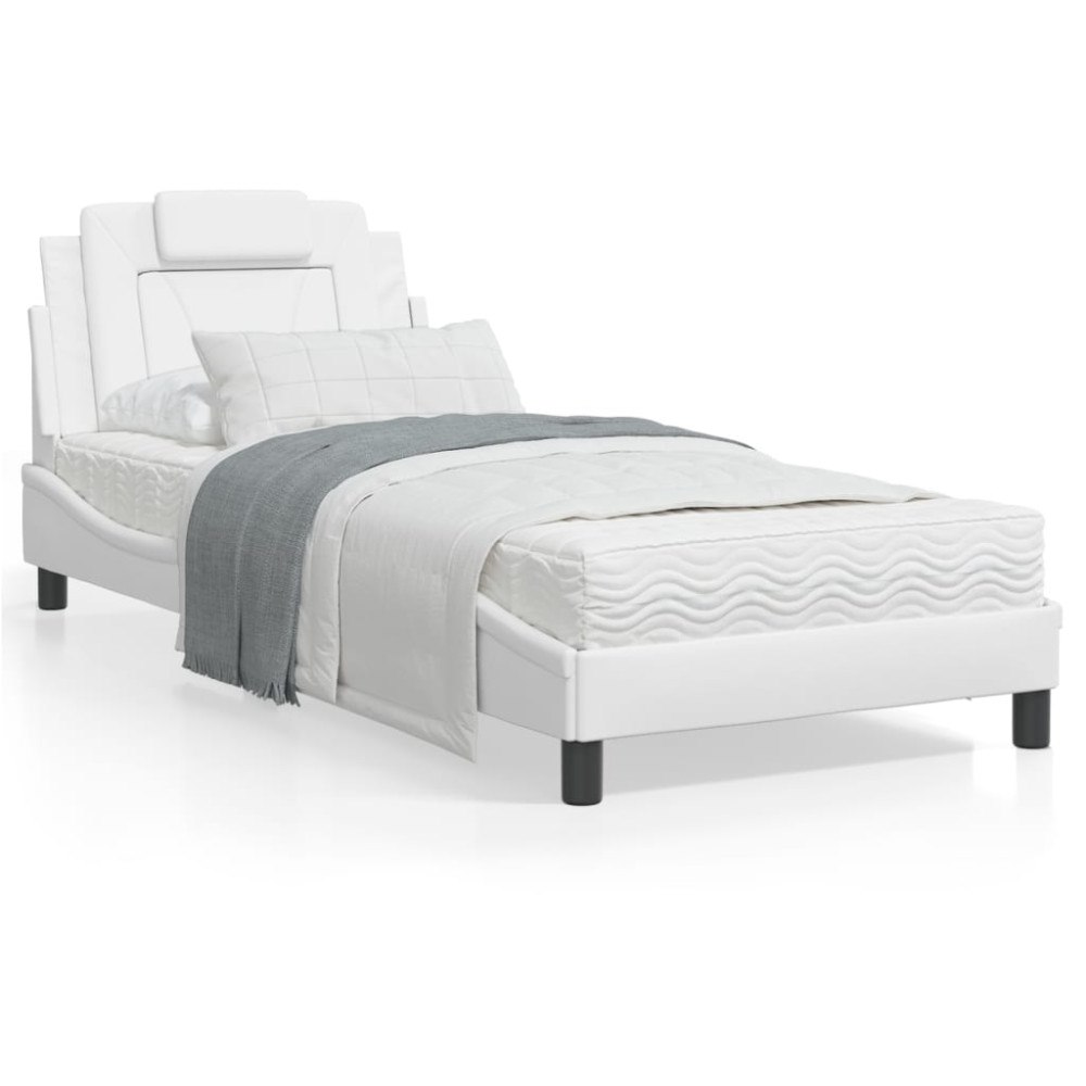 vidaXL Bed Frame "Viana" with LED without Mattress White 80x200 cm