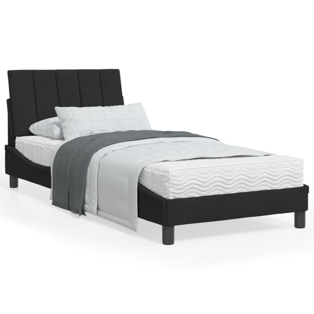 vidaXL Bed Frame with LED without Mattress "Hanko" Black 90x190 cm Velvet