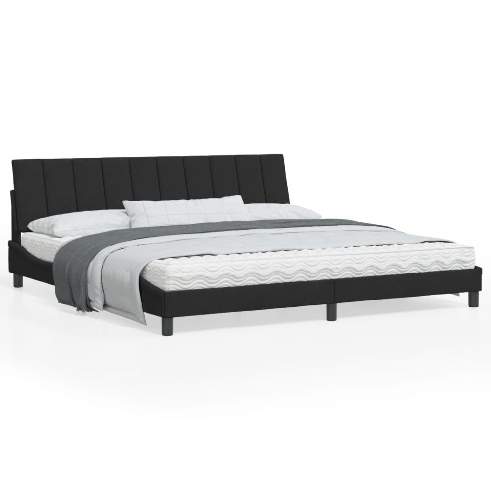 vidaXL Bed Frame with LED without Mattress "Hanko" Black 200x200 cm Velvet