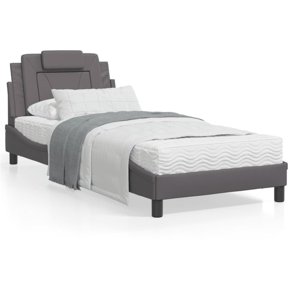 vidaXL Bed Frame "Viana" without Mattress Grey 90x190 cm Faux Leather