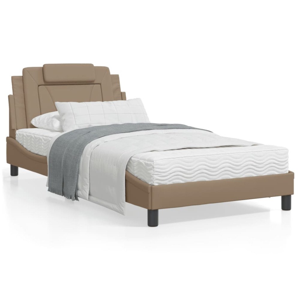 vidaXL Bed Frame "Viana" without Mattress Cappuccino 100x200 cm Faux Leather