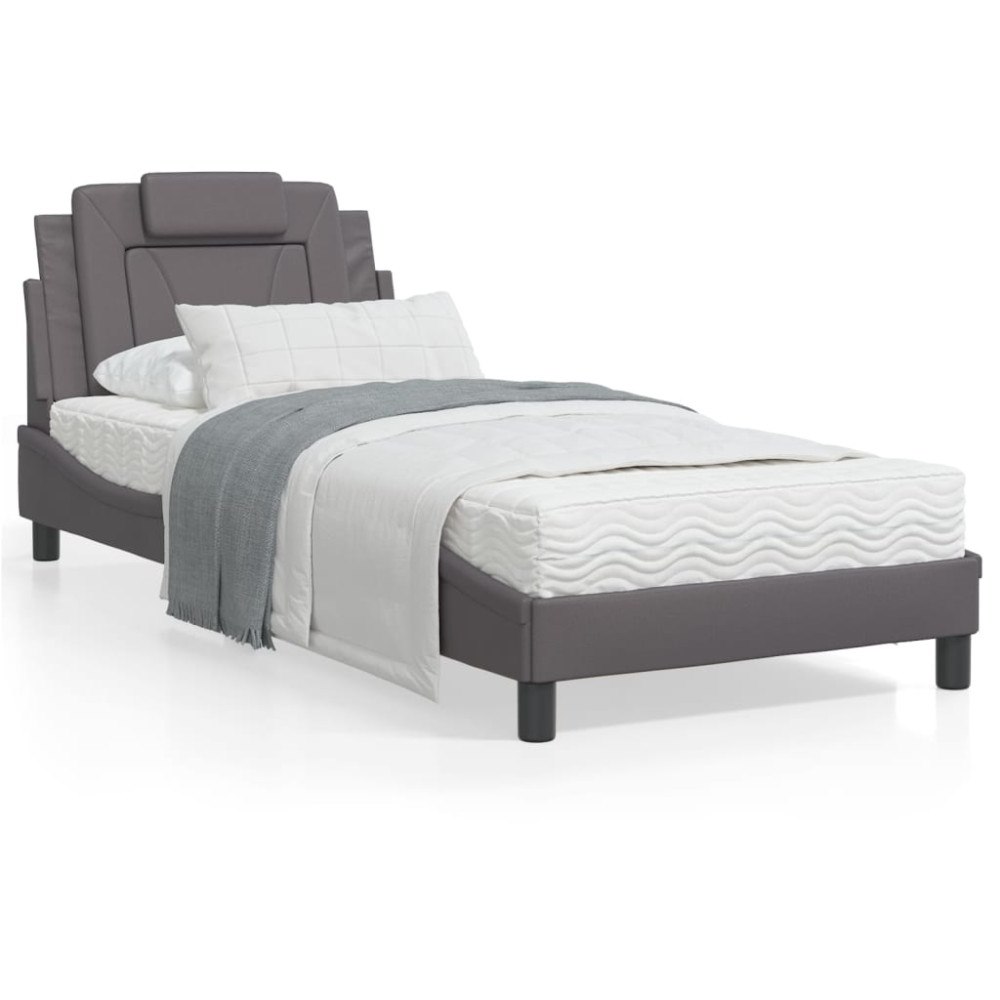 vidaXL Bed Frame "Viana" with LED without Mattress Grey 90x190 cm