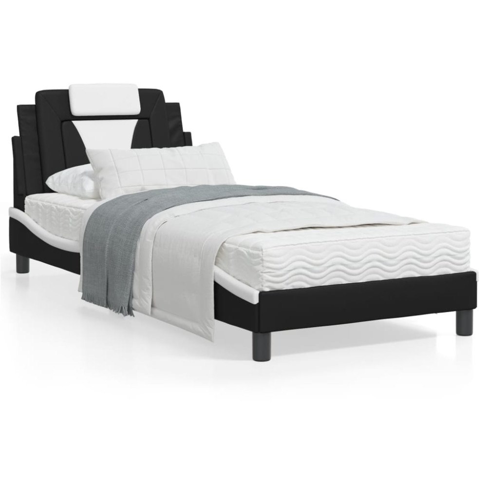 vidaXL Bed Frame "Viana" with LED without Mattress Black and White 90x190 cm