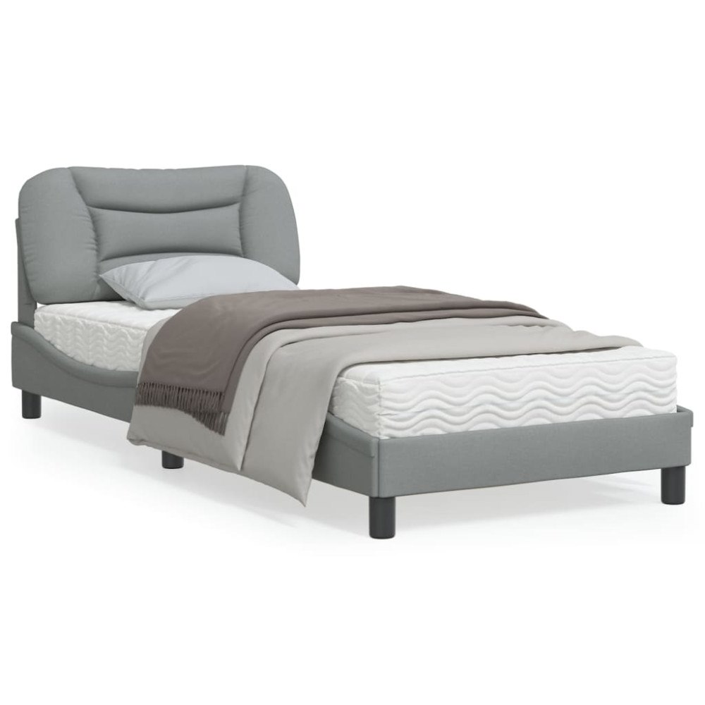 vidaXL Bed Frame with LED without Mattress "Hvar" Light Grey 80x200 cm Fabric
