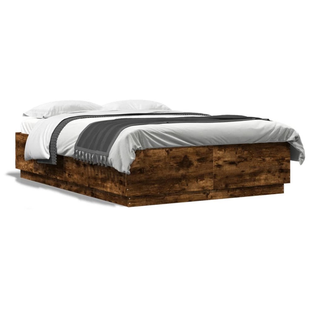 vidaXL Sängram rökfärgad ek 150x200 cm konstruerad trä