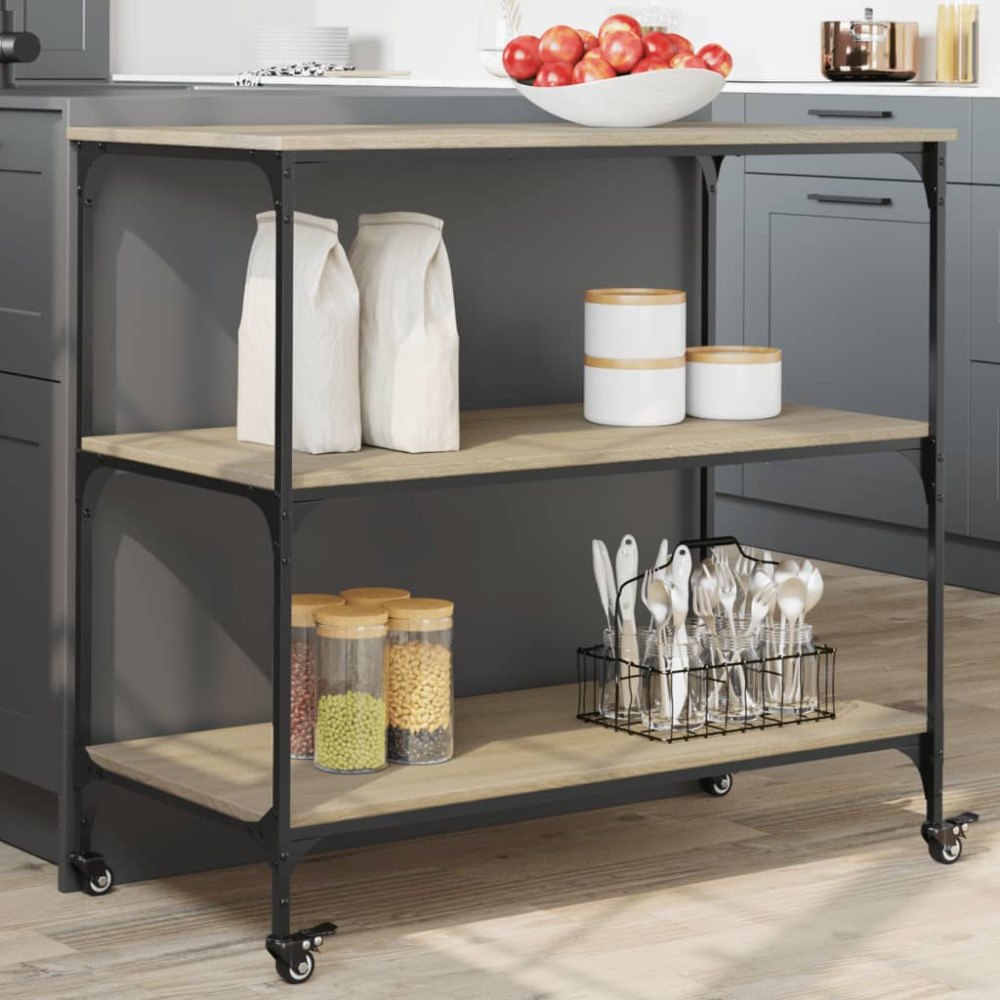 vidaXL Köksvagn sonoma-ek 102x50x95 cm konstruerat trä