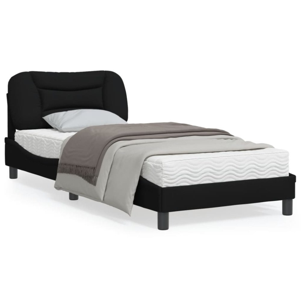 vidaXL Bed Frame with LED without Mattress "Hvar" Black 80x200 cm Fabric