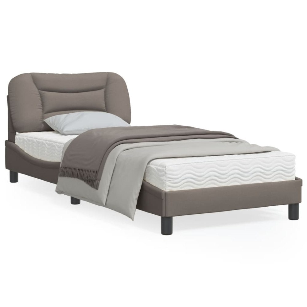vidaXL Bed Frame with LED without Mattress "Hvar" Taupe 80x200 cm Fabric