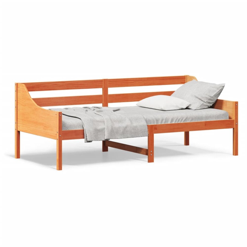 vidaXL Dagbädd utan madrass vaxbrun 100x200 cm massiv furu