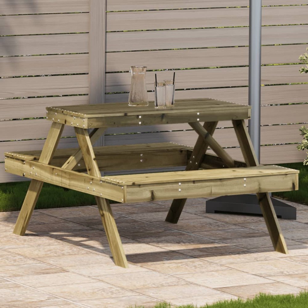 vidaXL Picknickbord 105x134x75 cm impregnerad furu