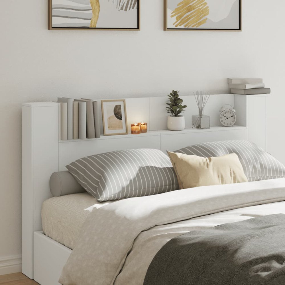 vidaXL Sänggavel med LED vit 180x16,5x103,5 cm