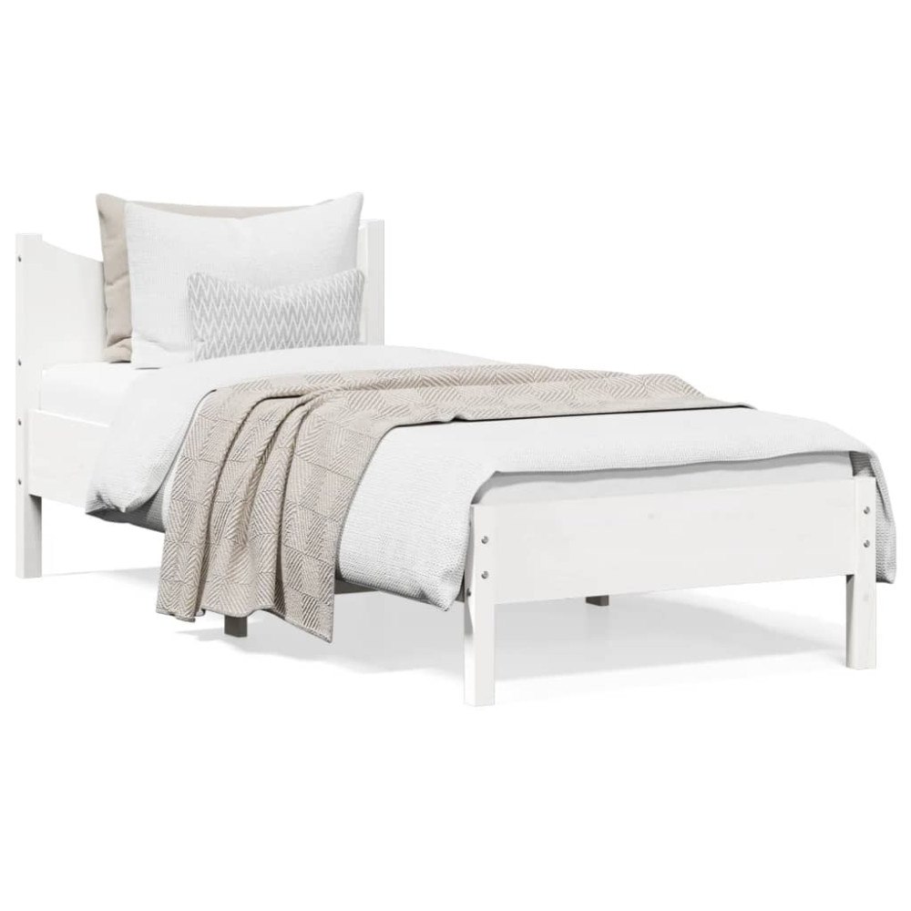 vidaXL Sängram utan madrass vit 75x190 cm massiv furu