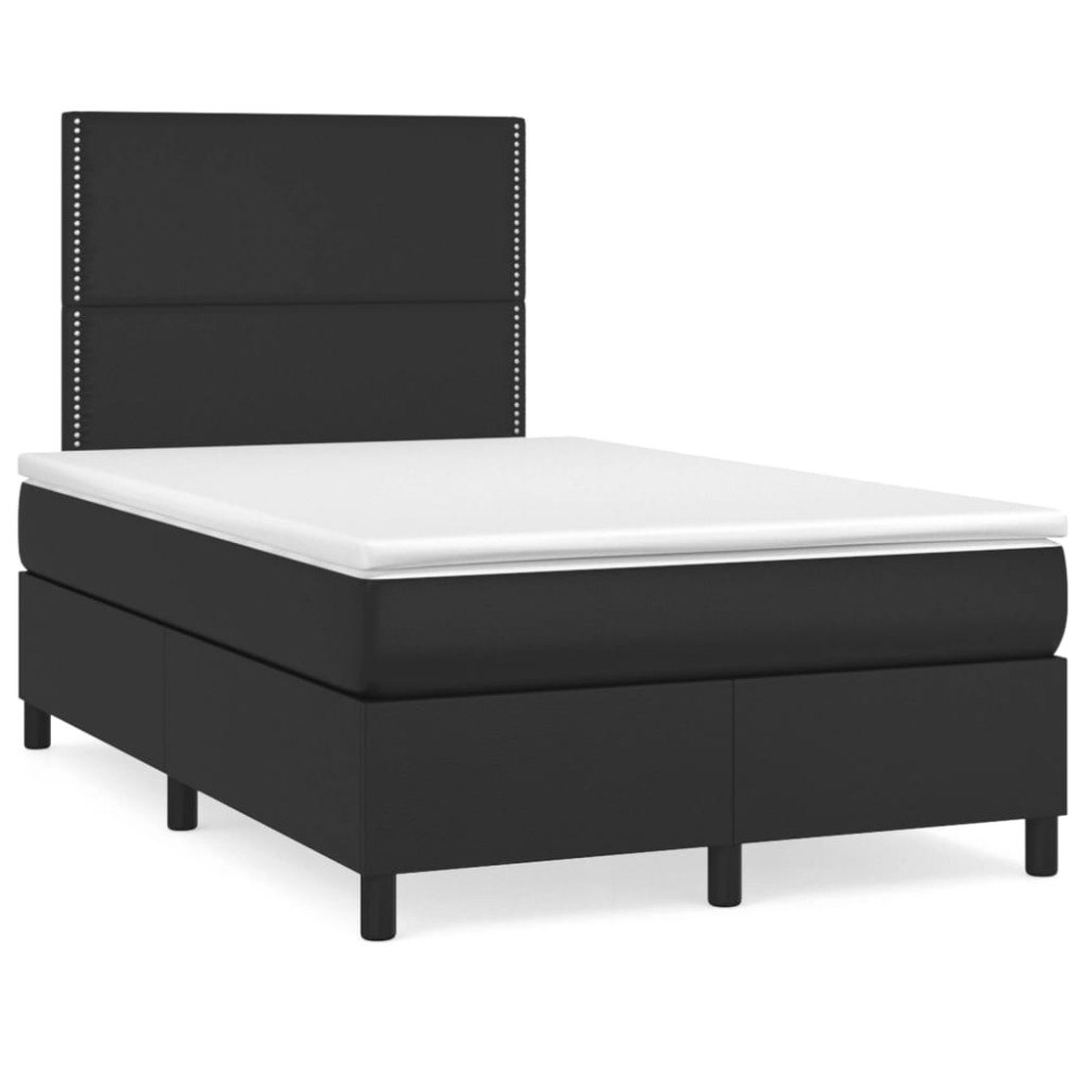vidaXL Ramsäng med madrass & LED svart 120x190 cm konstläder