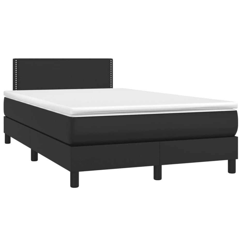 vidaXL Ramsäng med madrass & LED svart 120x190 cm konstläder