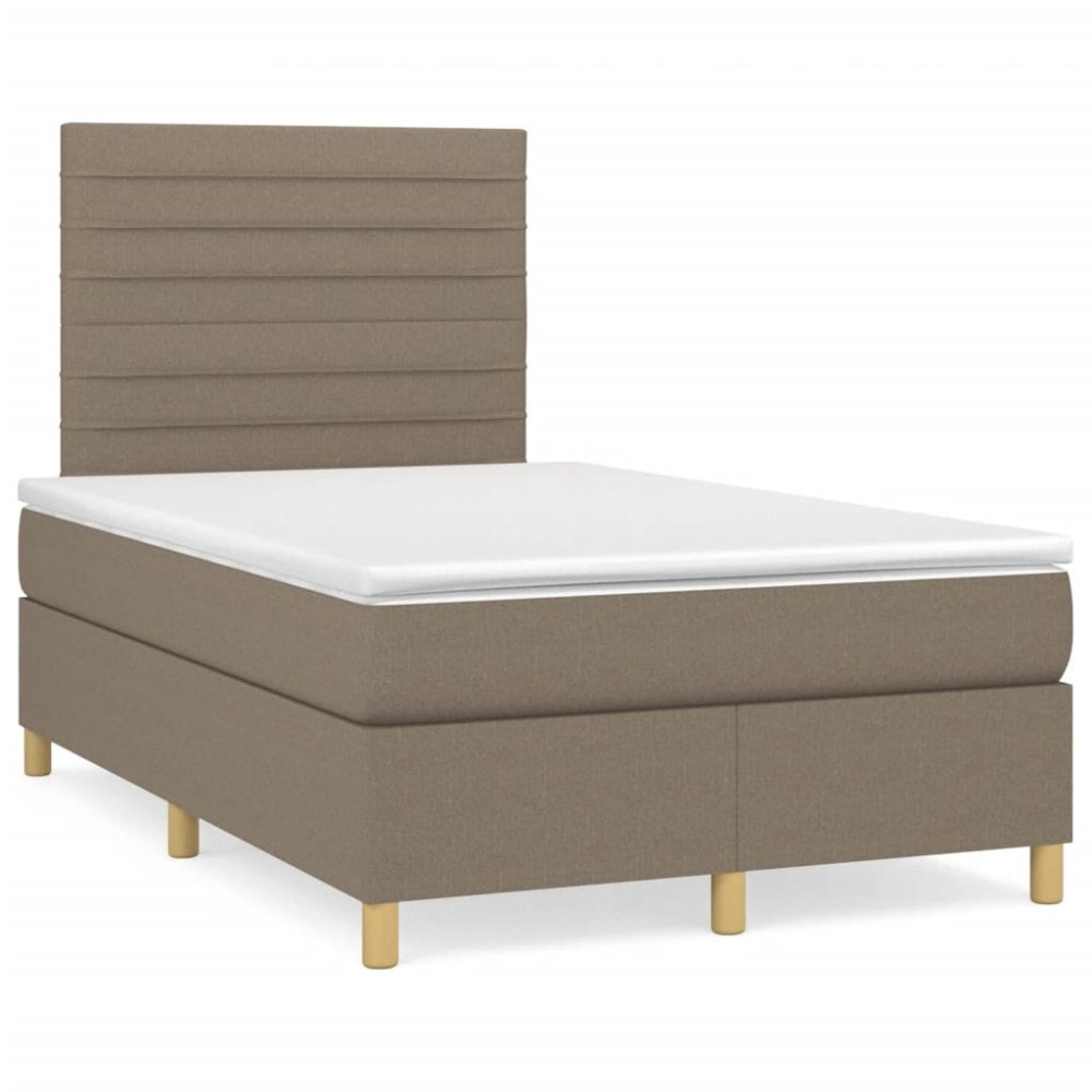 vidaXL Ramsäng med madrass & LED taupe 120x190 cm tyg