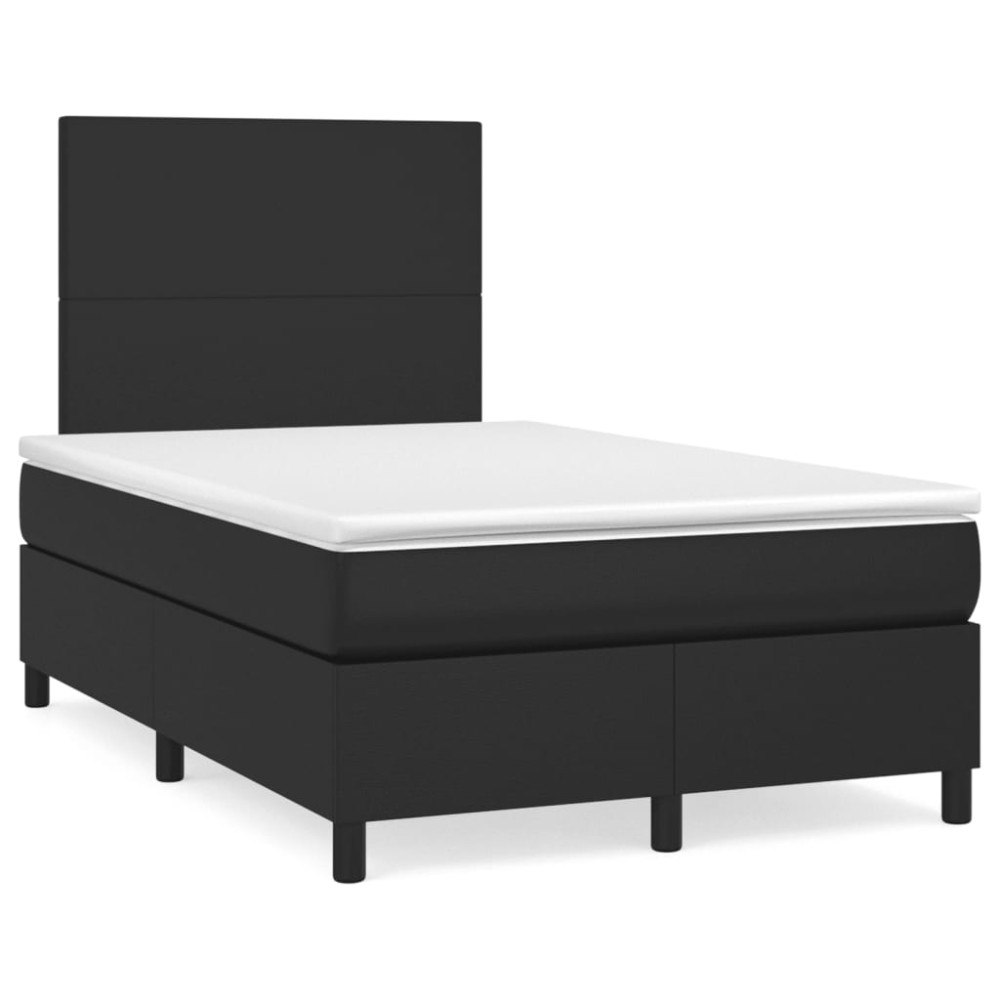 vidaXL Ramsäng med madrass & LED svart 120x190 cm konstläder
