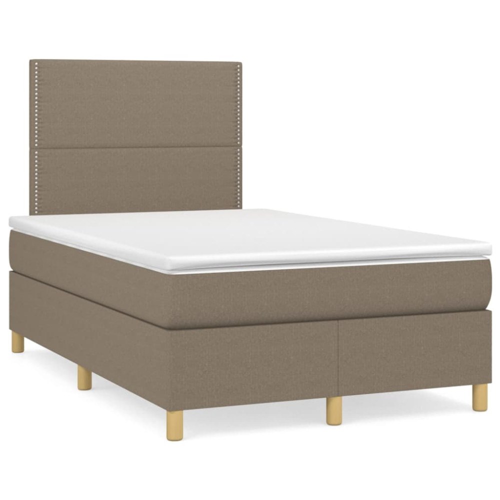 vidaXL Ramsäng med madrass & LED taupe 120x190 cm tyg