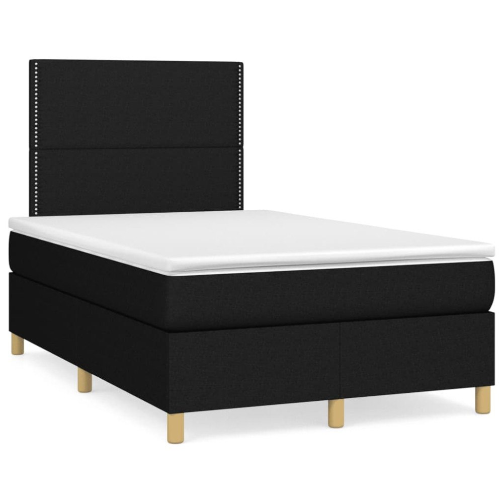 vidaXL Ramsäng med madrass & LED svart 120x190 cm tyg
