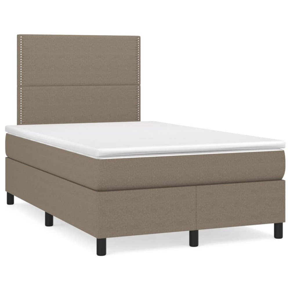 vidaXL Ramsäng med madrass & LED taupe 120x190 cm tyg