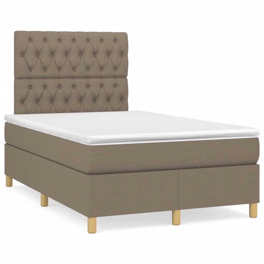 vidaXL Ramsäng med madrass & LED taupe 120x190 cm tyg