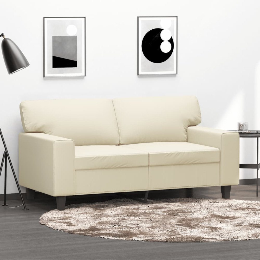 vidaXL 2-sitssoffa gräddvit 120 cm konstläder